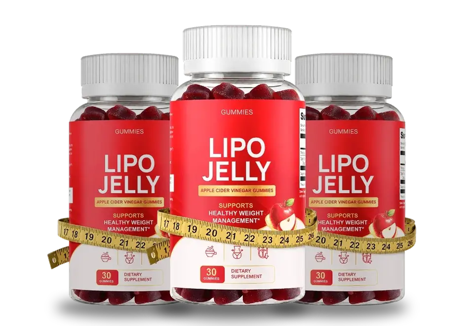 LipoJelly 3-bottle apple cider vinegar gummy package